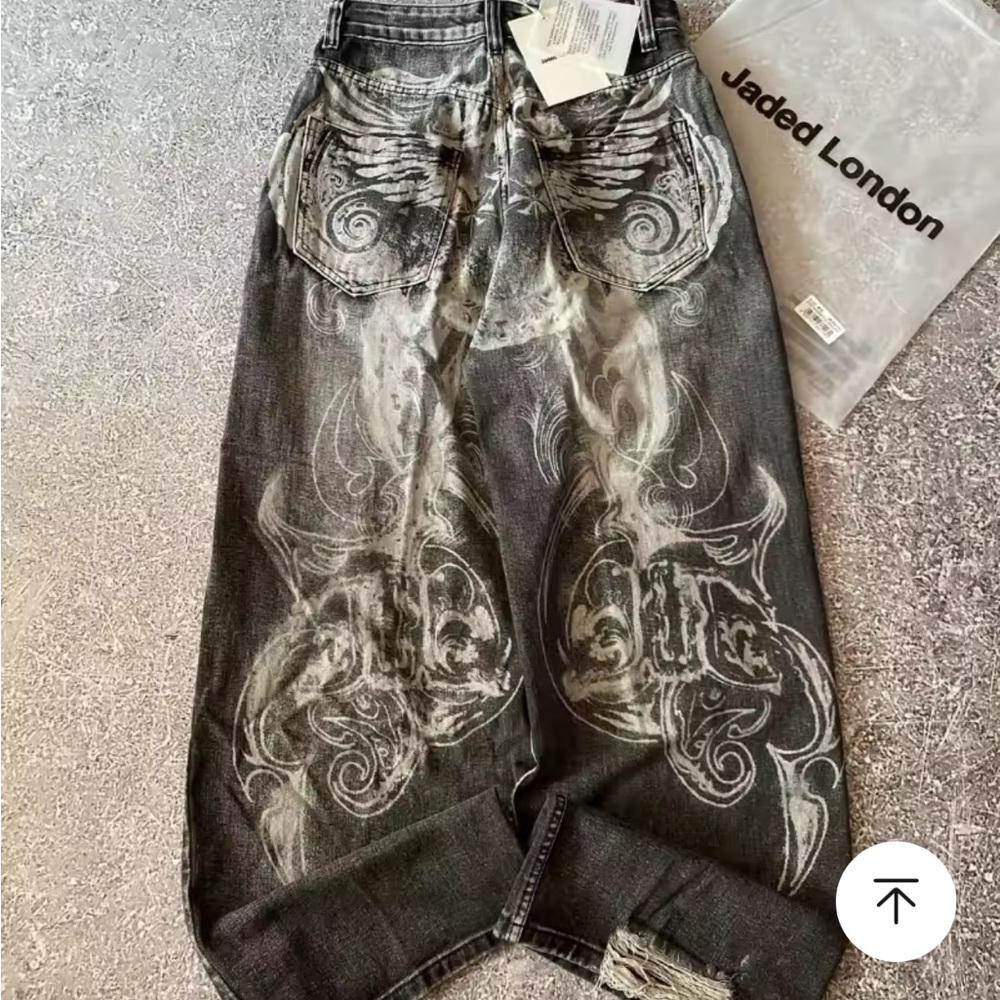 Jaded London Black Relaxed Jeans with Ornate Detailing